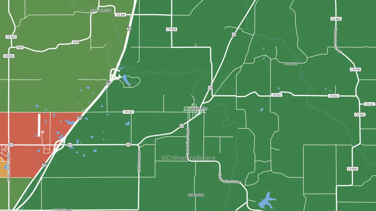 Davis City, IA Map of Vandalism Rates