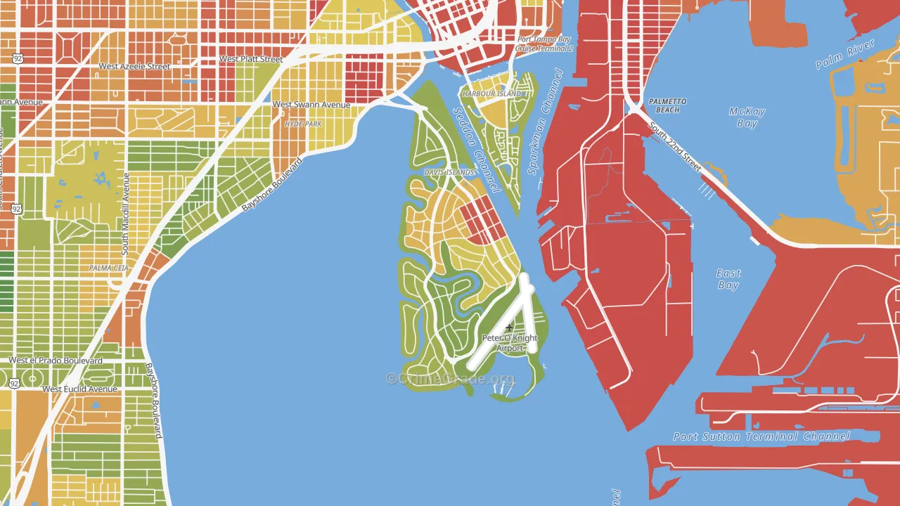 Davis Island, Tampa, FL Map of Vandalism Rates