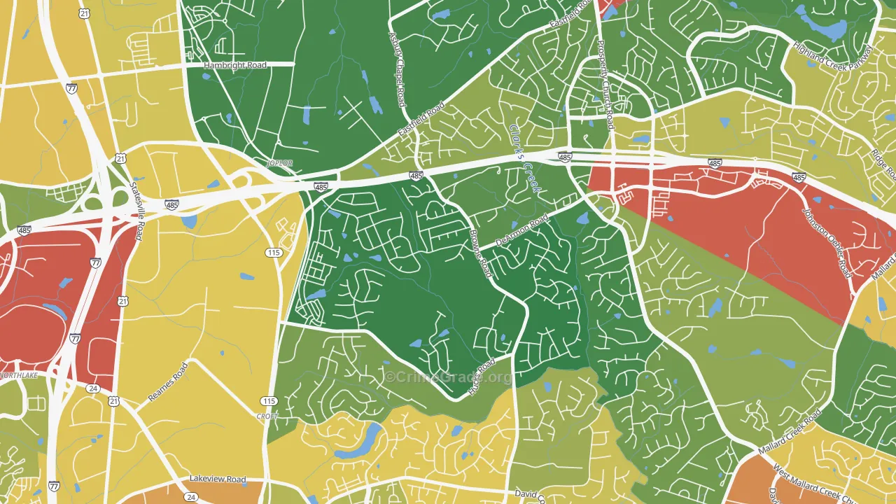 Davis Lake-Eastfield, Charlotte, NC Map of Vandalism Rates
