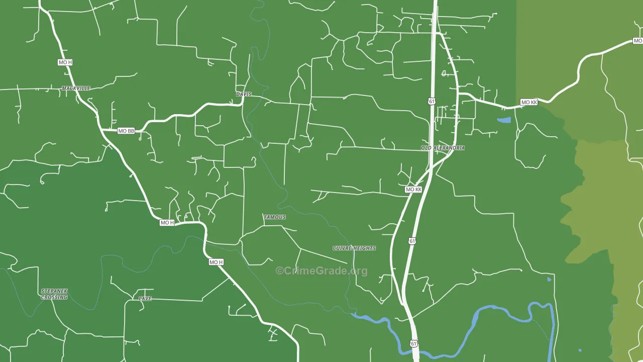 Davis, MO Map of Vandalism Rates