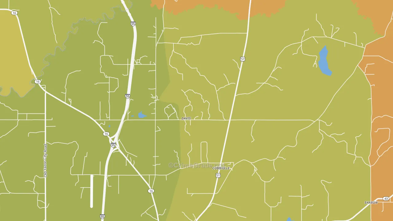 Davis, MS Map of Vandalism Rates