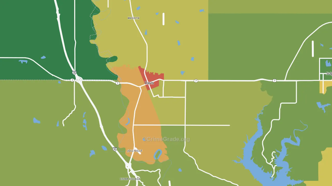 Davis, OK Map of Vandalism Rates