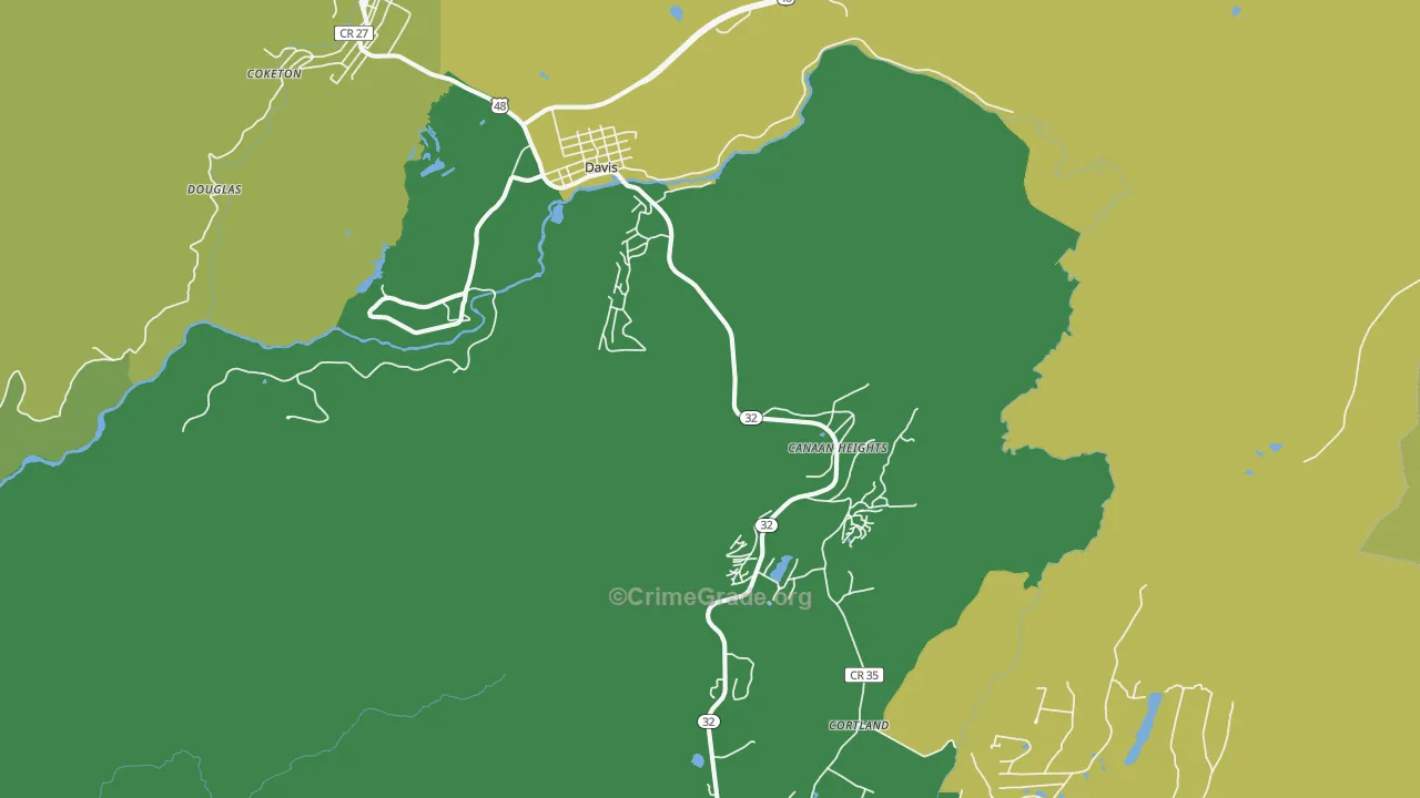 Davis, WV Map of Vandalism Rates