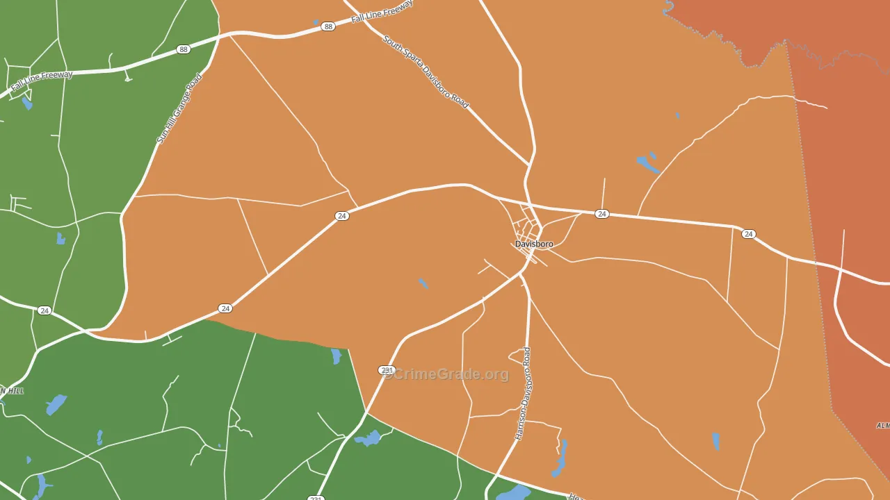 Davisboro, GA Map of Vandalism Rates