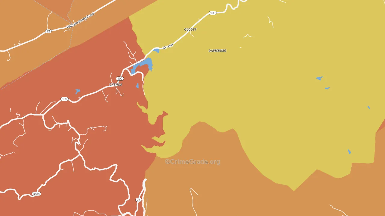 Davisburg, KY Map of Vandalism Rates