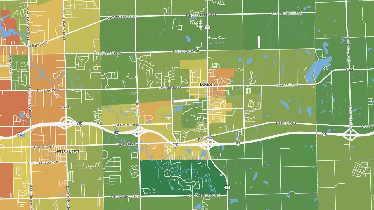 Davison, MI Map of Vandalism Rates
