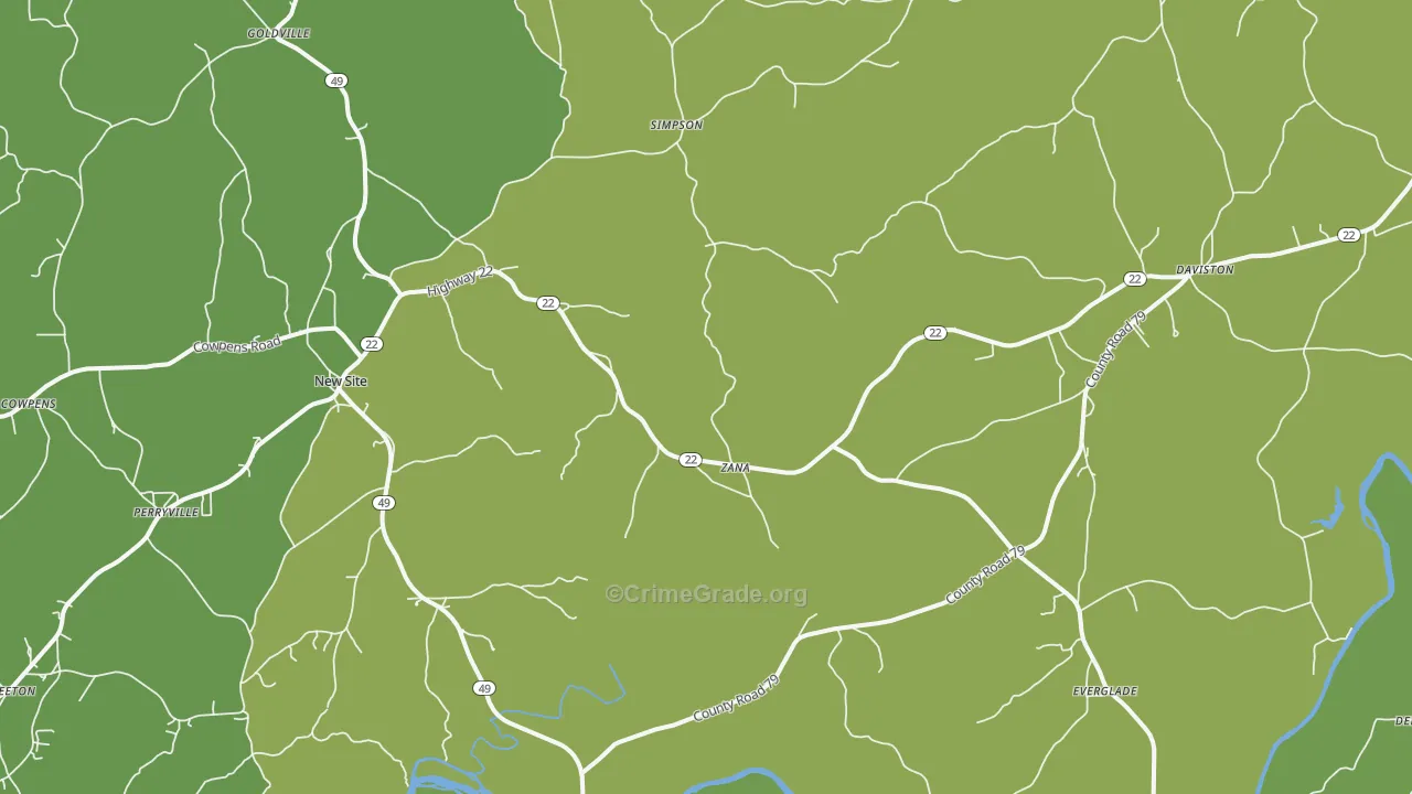 Daviston, AL Map of Vandalism Rates