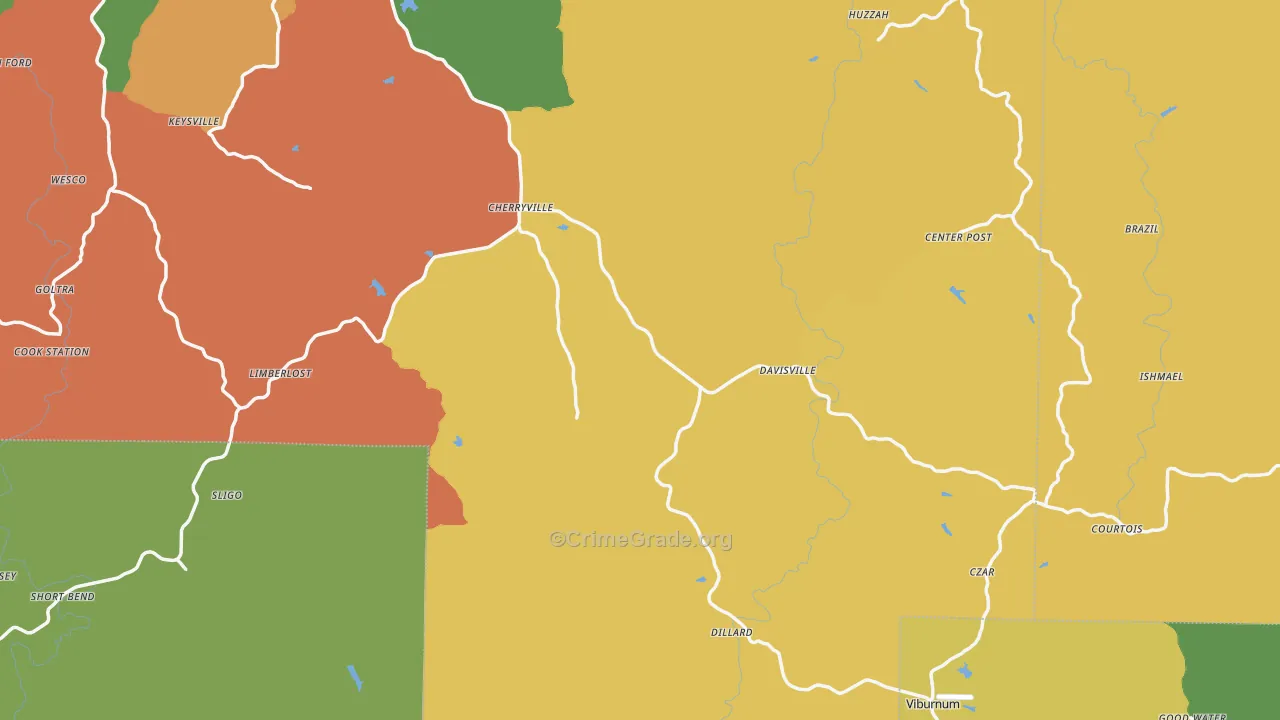 Davisville, MO Map of Vandalism Rates