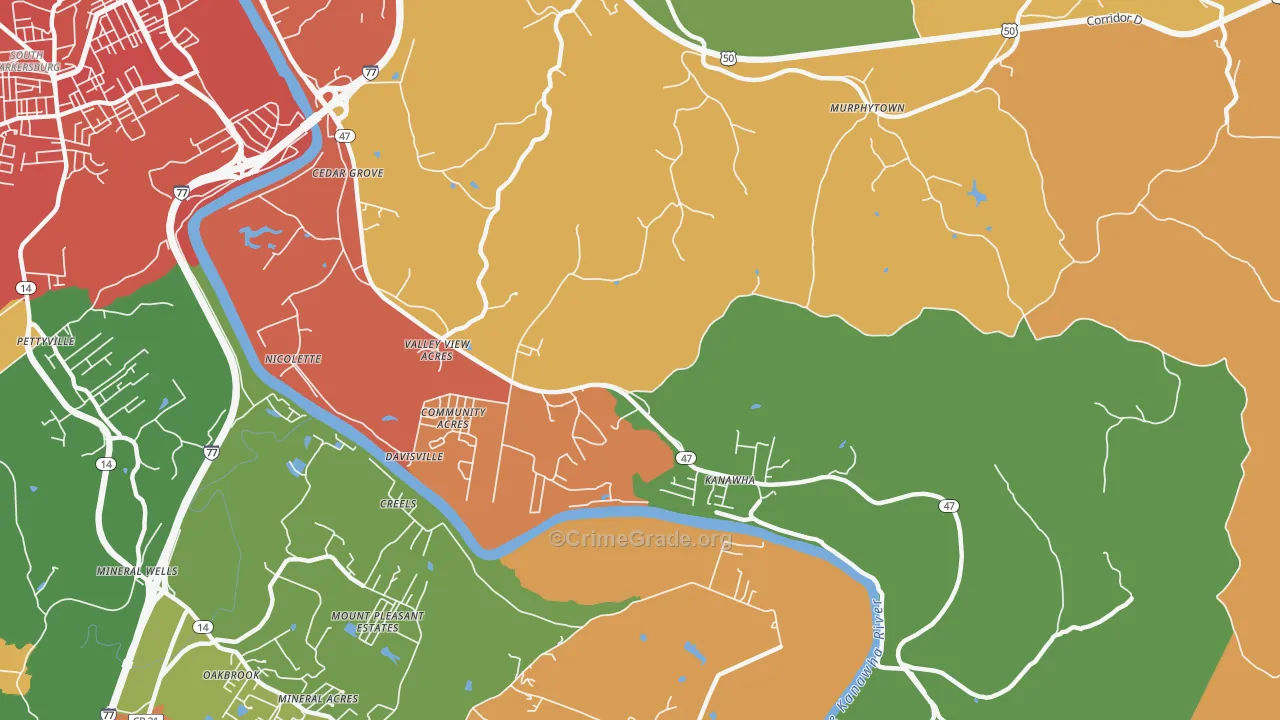 Davisville, WV Map of Vandalism Rates