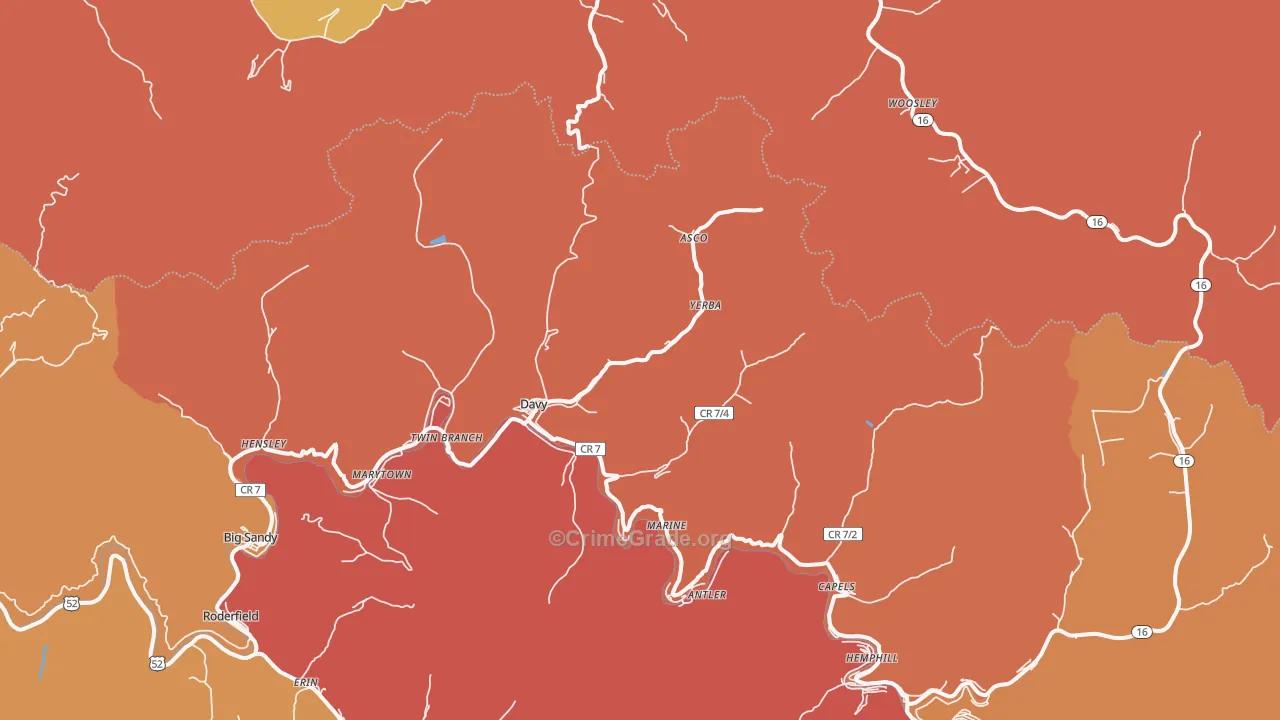 Davy, WV Map of Vandalism Rates