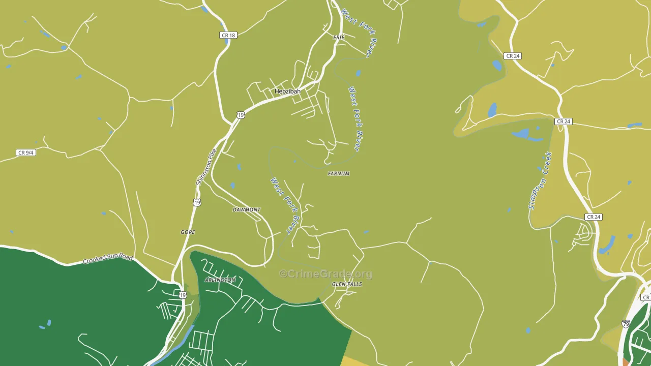 Dawmont, WV Map of Vandalism Rates