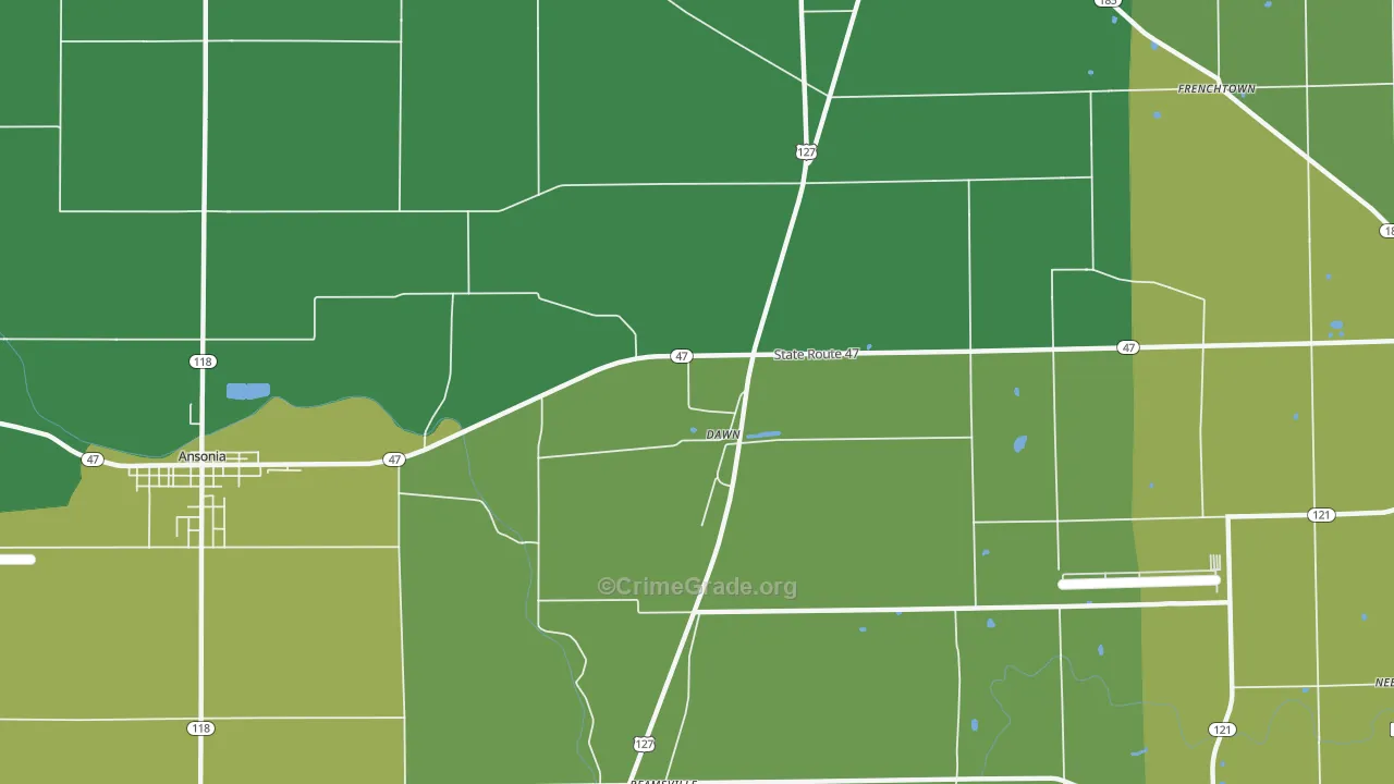 Dawn, OH Map of Vandalism Rates
