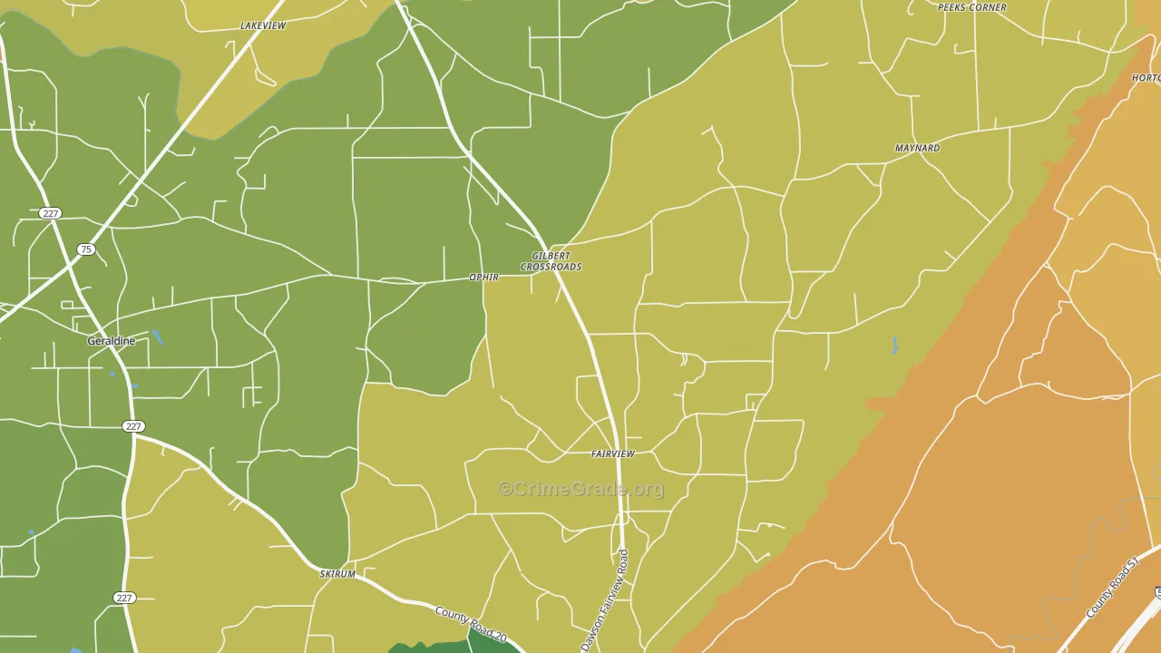 Dawson, AL Map of Vandalism Rates