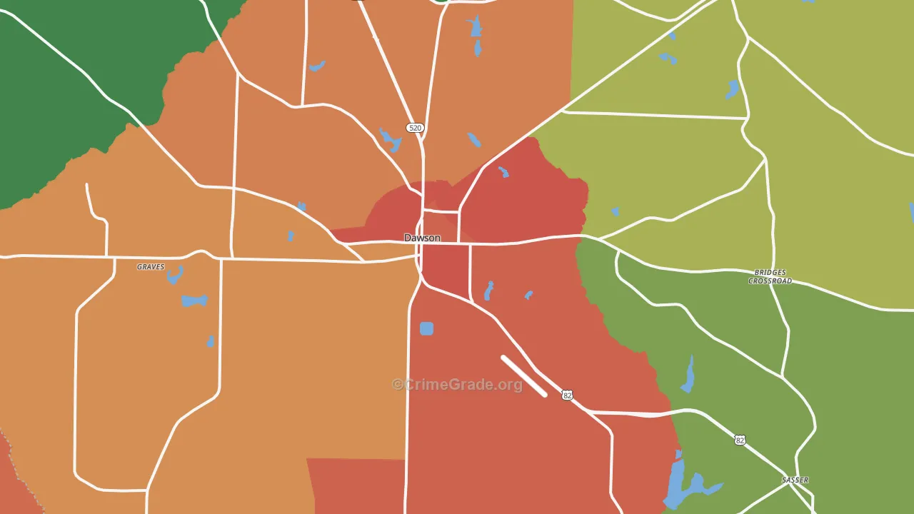 Dawson, GA Map of Vandalism Rates