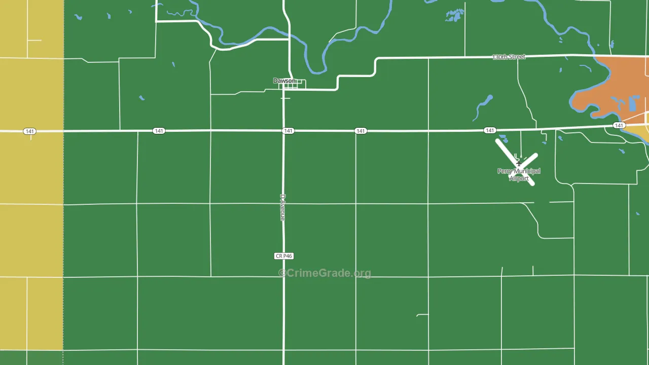 Dawson, IA Map of Vandalism Rates