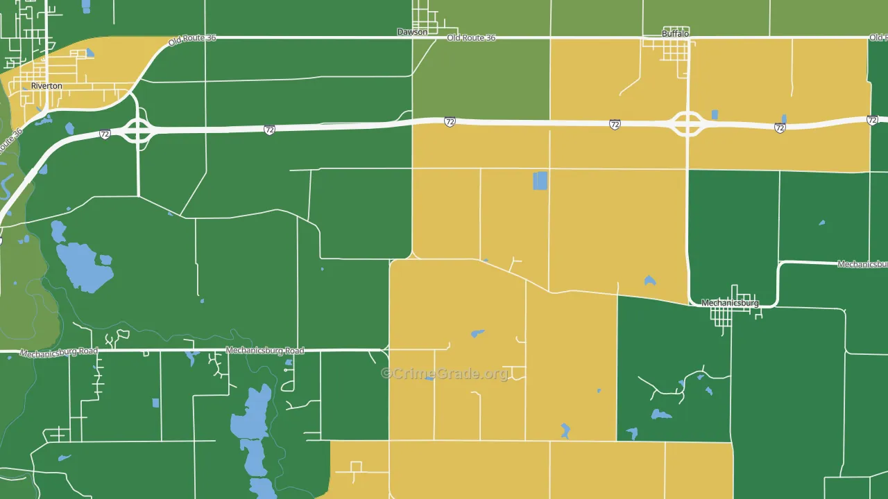 Dawson, IL Map of Vandalism Rates