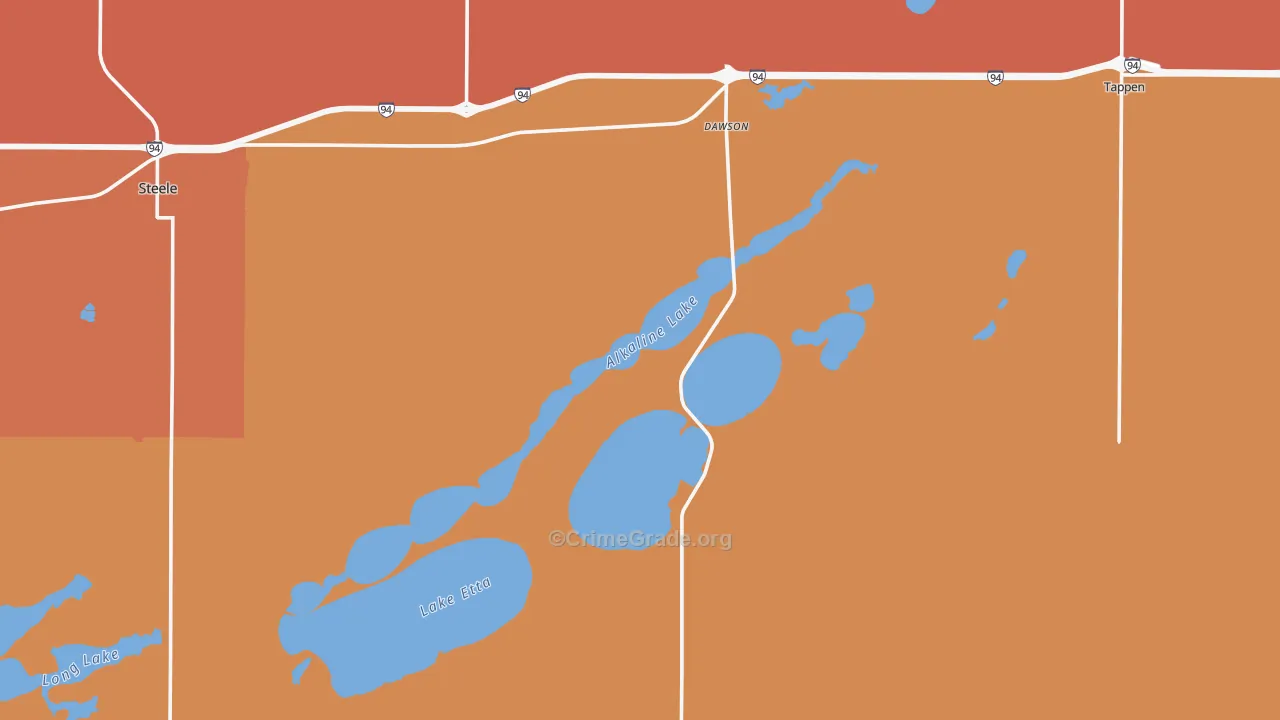 Dawson, ND Map of Vandalism Rates