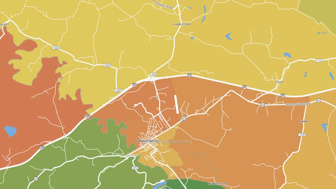 Dawson Springs, KY Map of Vandalism Rates