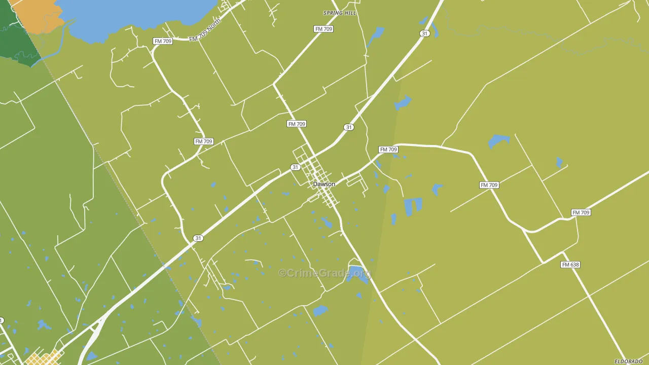 Dawson, TX Map of Vandalism Rates