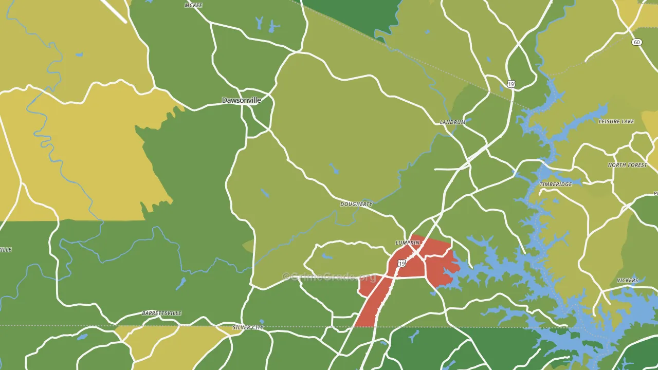 Dawsonville, GA Map of Vandalism Rates