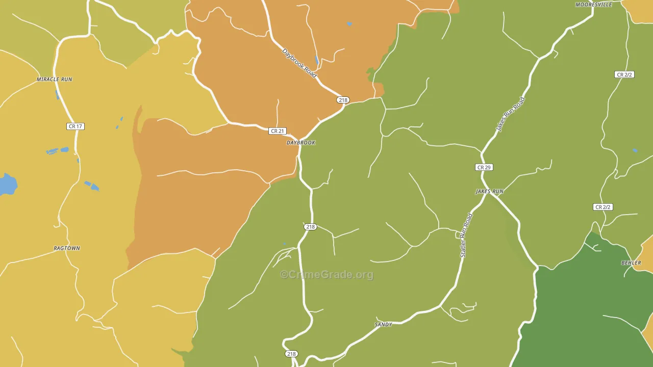 Daybrook, WV Map of Vandalism Rates