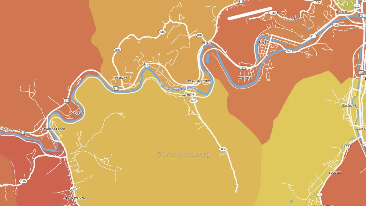 Dayhoit, KY Map of Vandalism Rates
