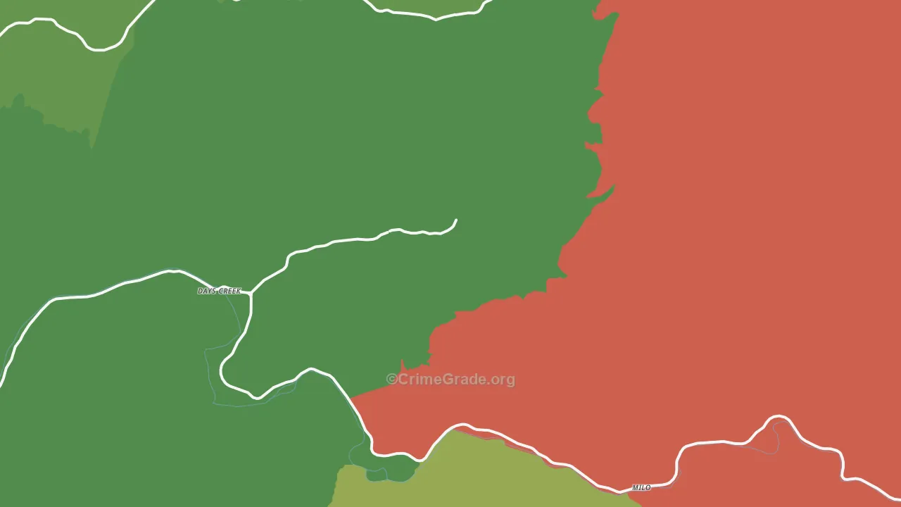Days Creek, OR Map of Vandalism Rates