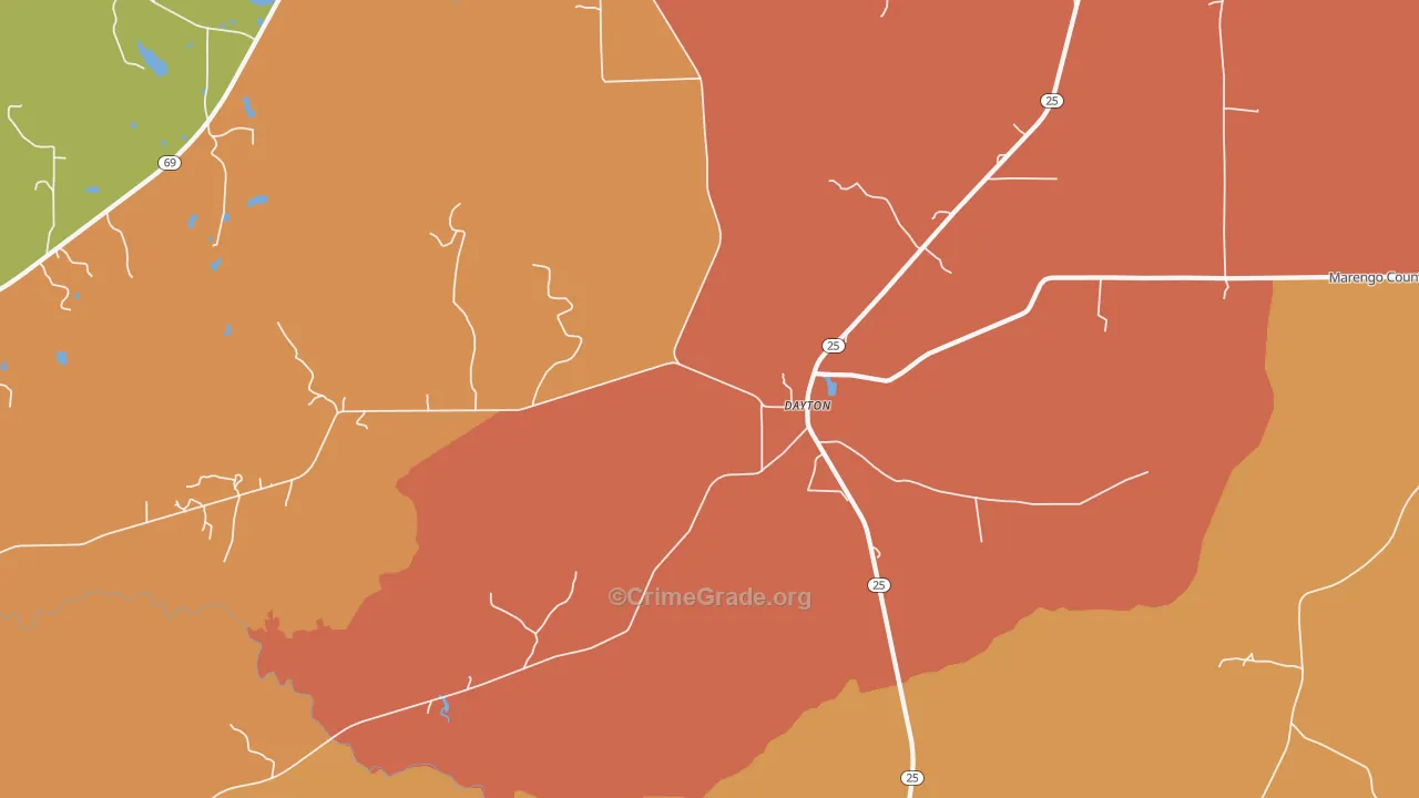 Dayton, AL Map of Vandalism Rates