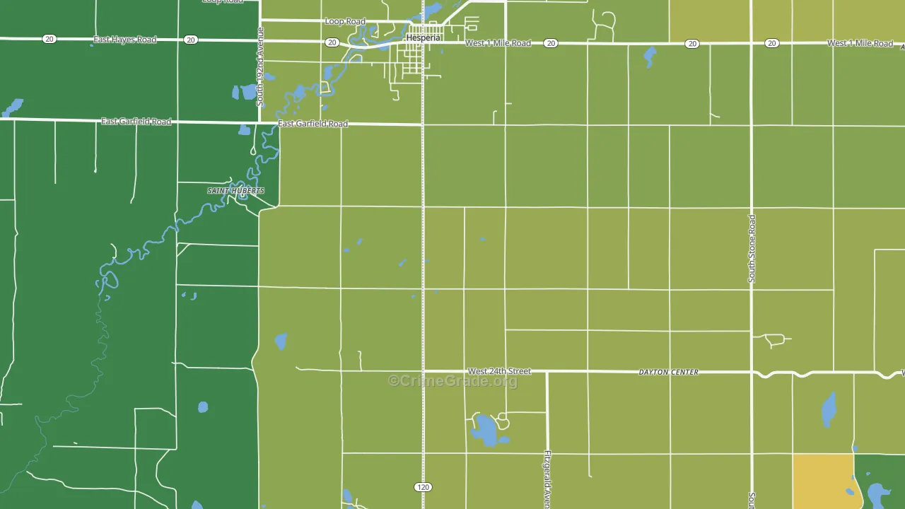 Dayton Center, MI Map of Vandalism Rates