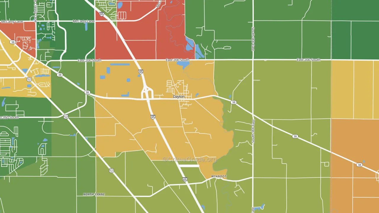 Dayton, IN Map of Vandalism Rates
