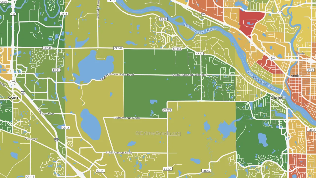 Dayton, MN Map of Vandalism Rates