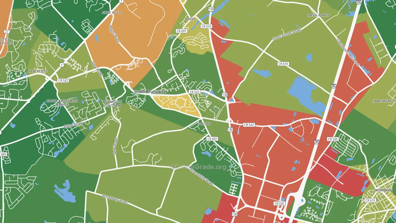 Dayton, NJ Map of Vandalism Rates