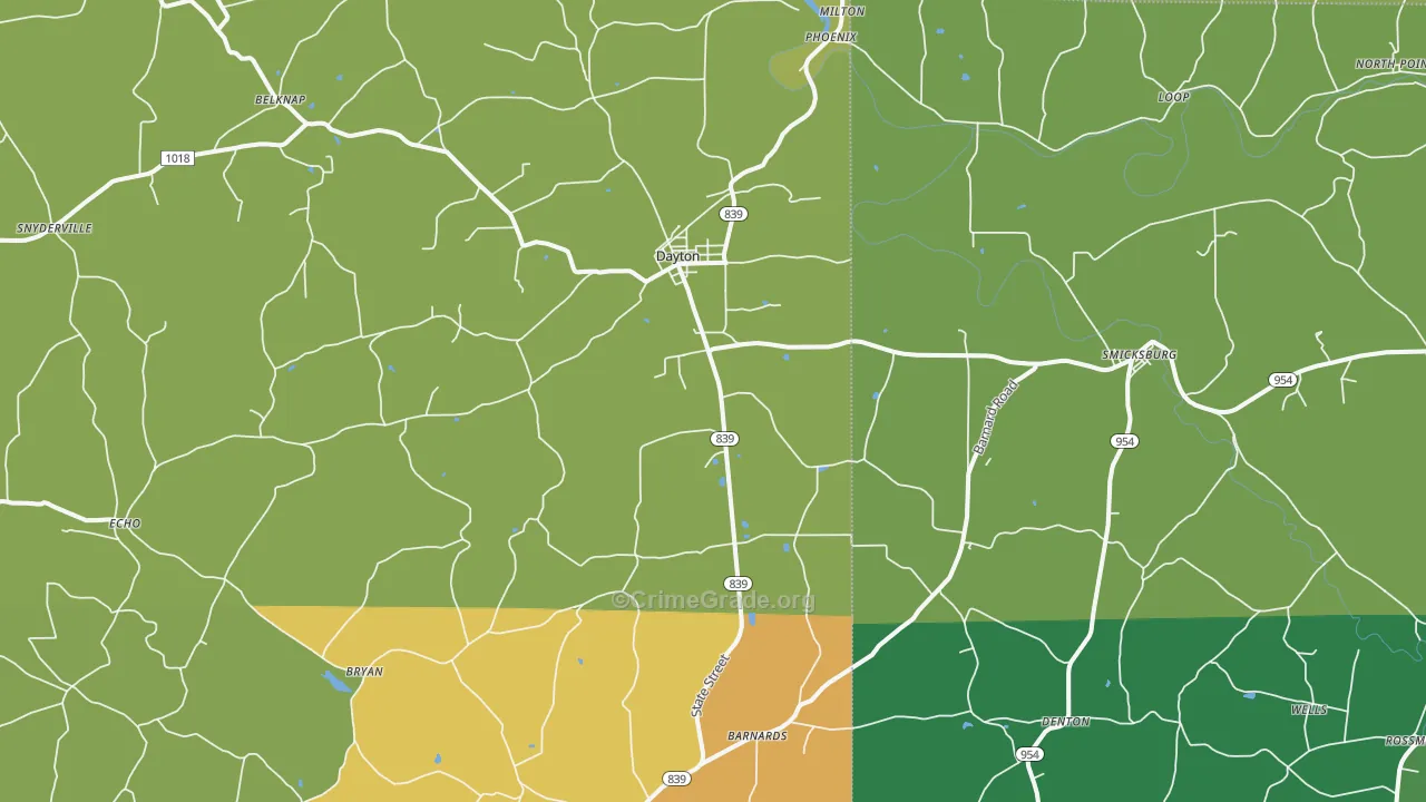 Dayton, PA Map of Vandalism Rates