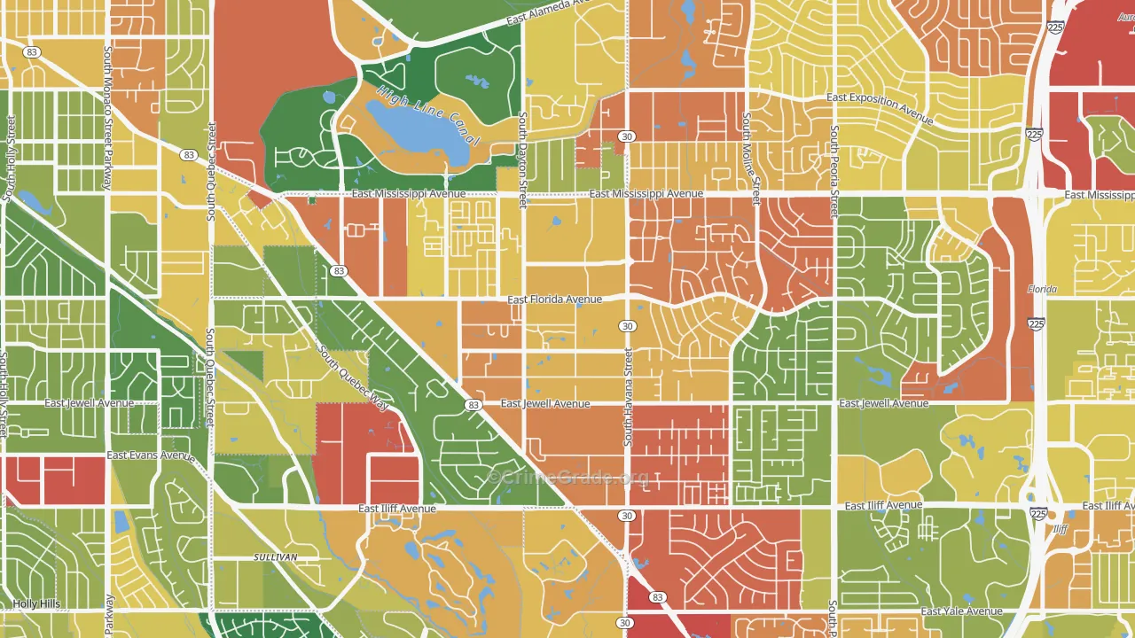 Dayton Triangle, Aurora, CO Map of Vandalism Rates