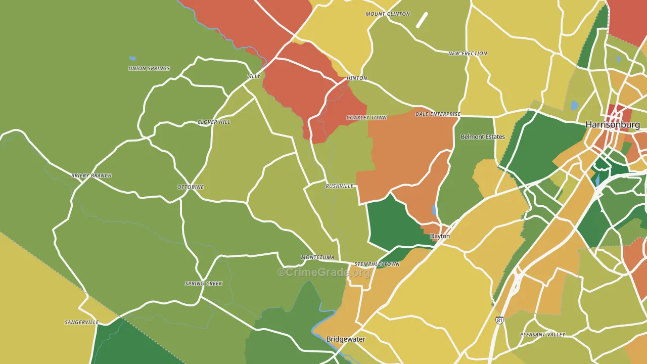 Dayton, VA Map of Vandalism Rates