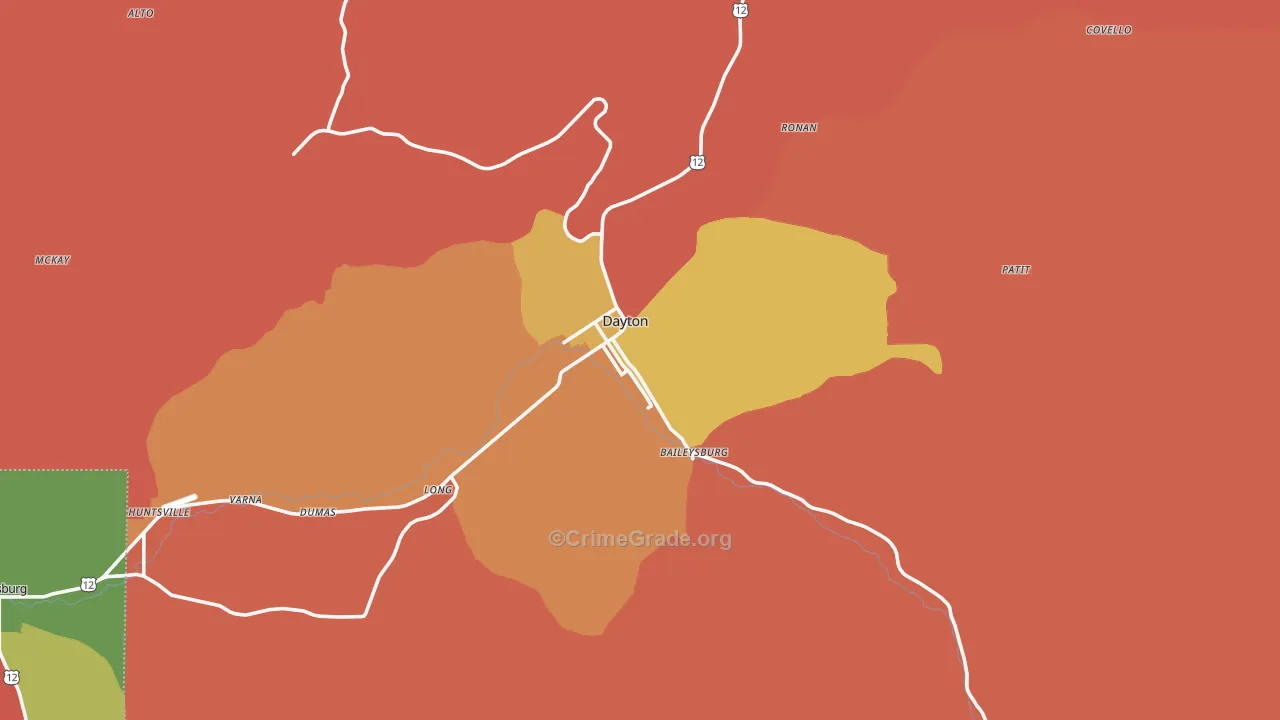 Dayton, WA Map of Vandalism Rates