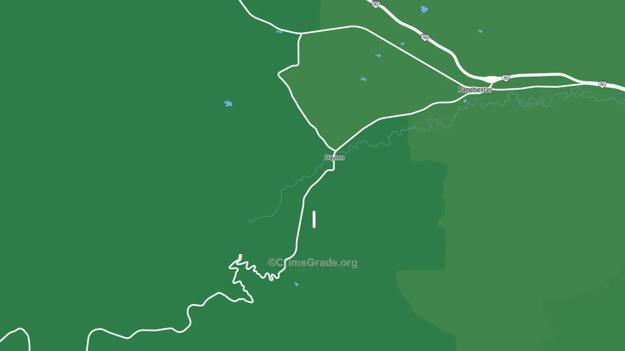 Dayton, WY Map of Vandalism Rates