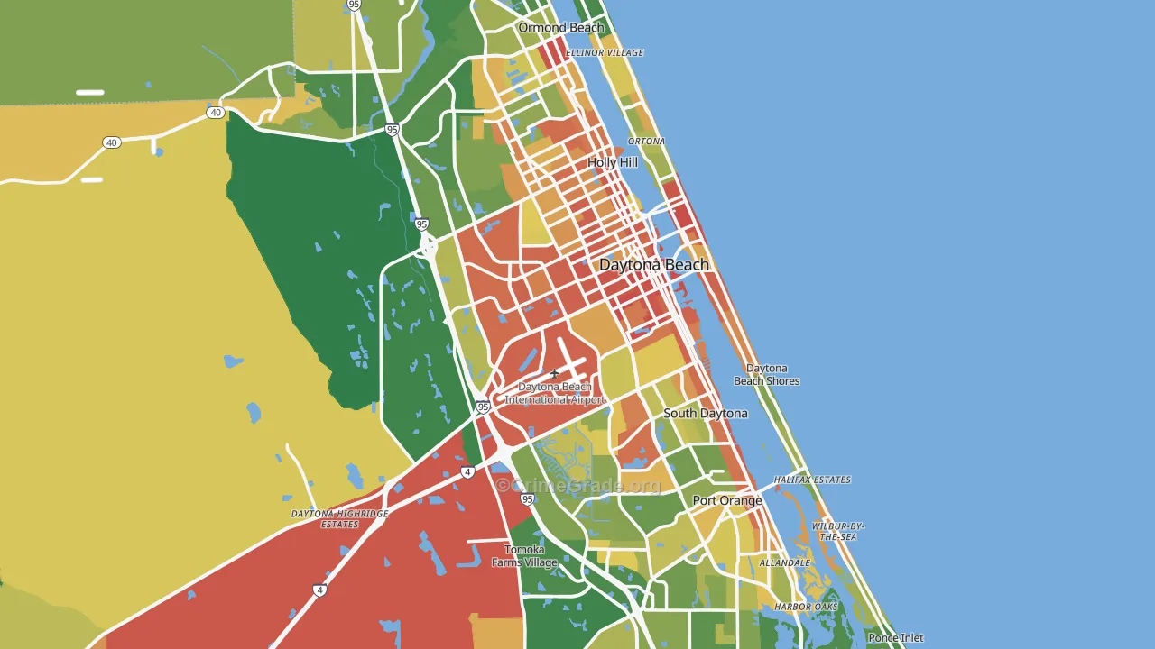 Daytona Beach, FL Map of Vandalism Rates