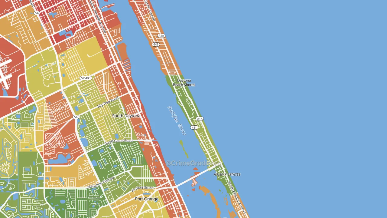 Daytona Beach Shores, FL Map of Vandalism Rates