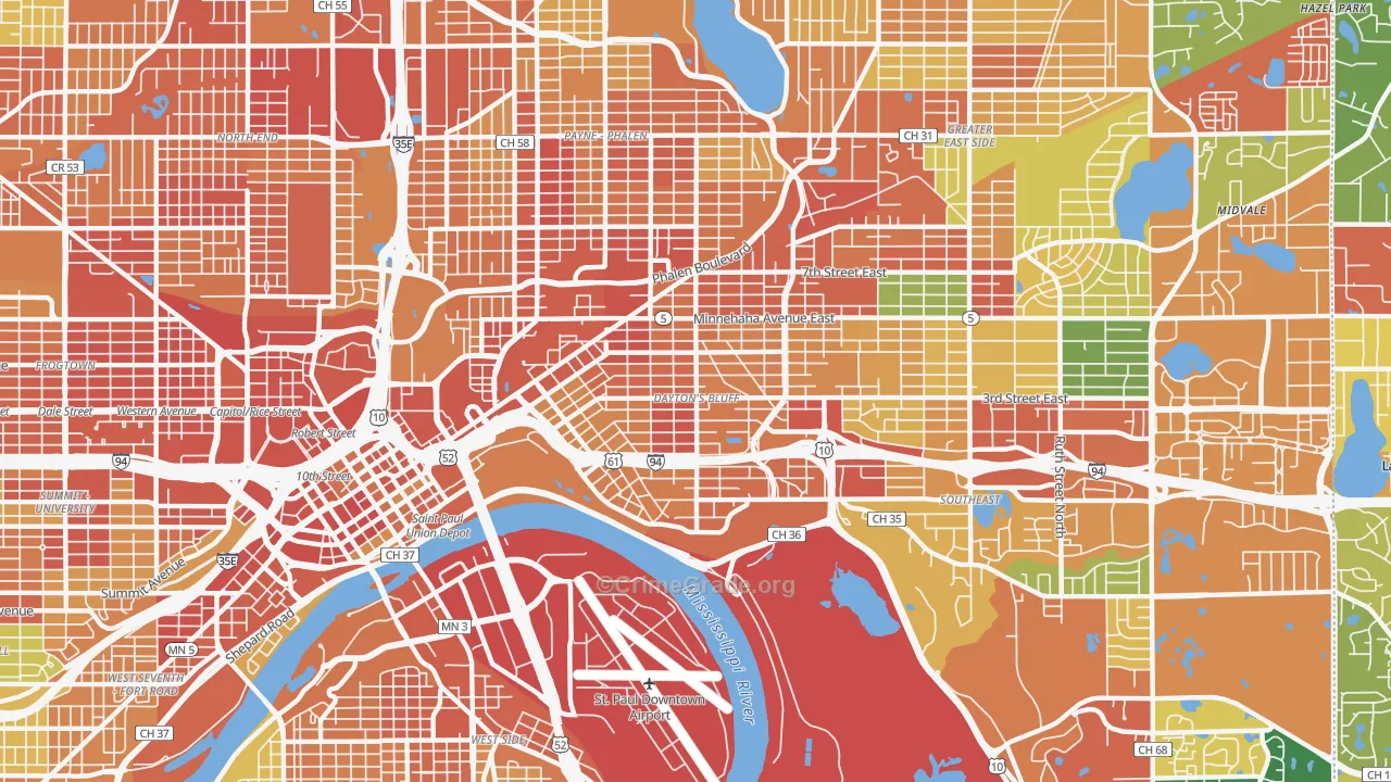 Dayton's Bluff, St. Paul, MN Map of Vandalism Rates