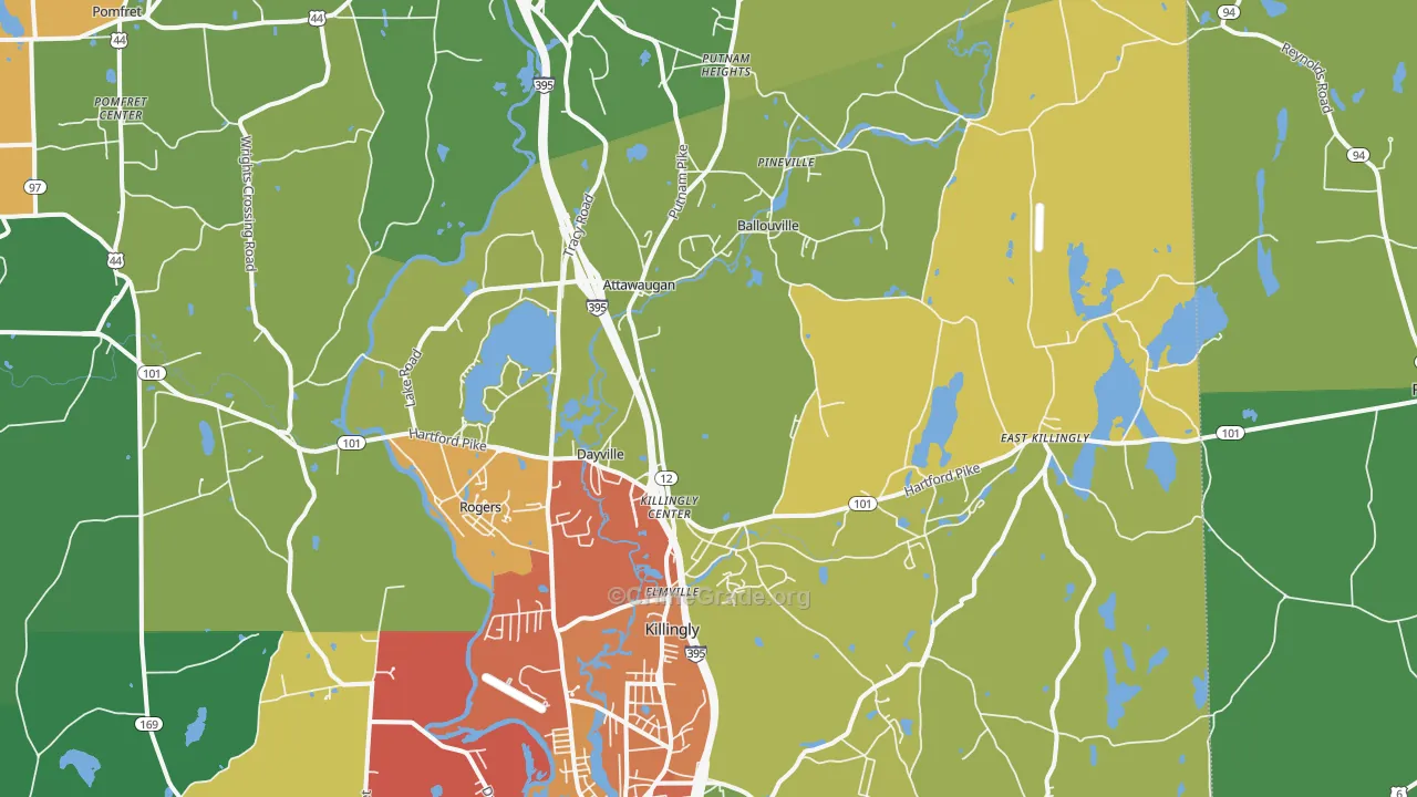 Dayville, CT Map of Vandalism Rates