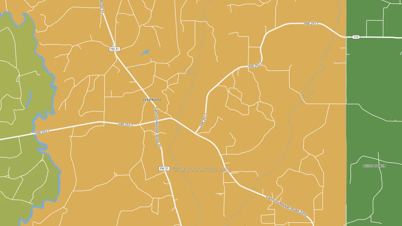 Deadwood, TX Map of Vandalism Rates