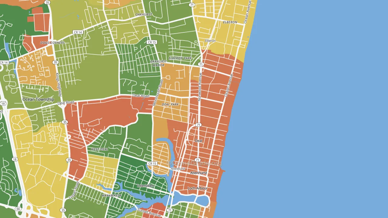 Deal, NJ Map of Vandalism Rates