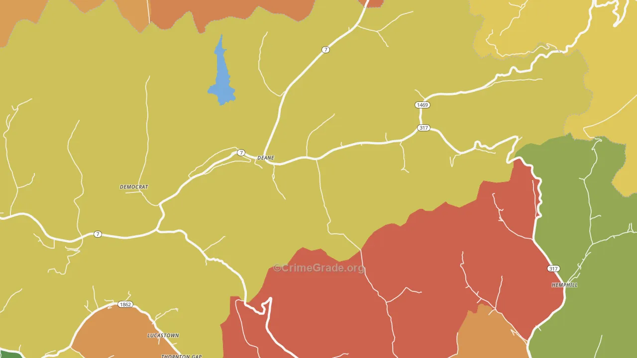 Deane, KY Map of Vandalism Rates