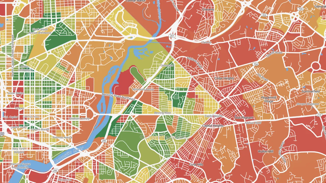 Deanwood, Washington, DC Map of Vandalism Rates