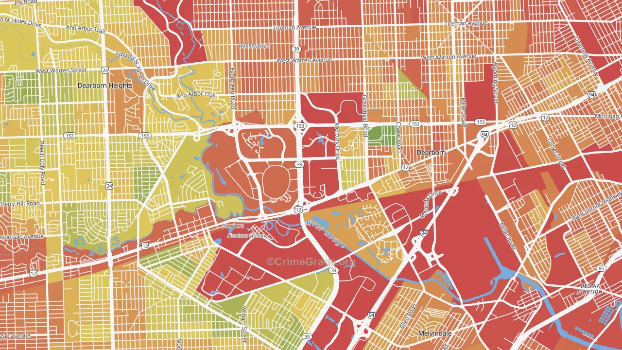 Dearborn, MI Map of Vandalism Rates