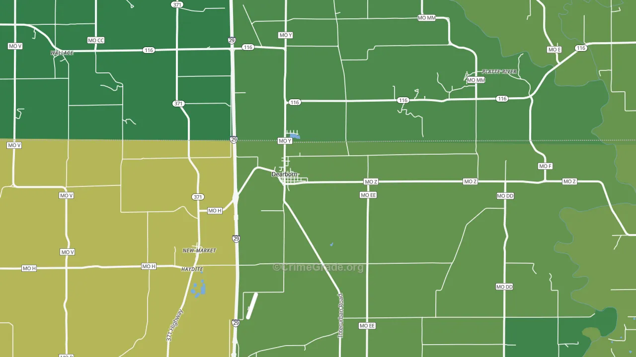 Dearborn, MO Map of Vandalism Rates