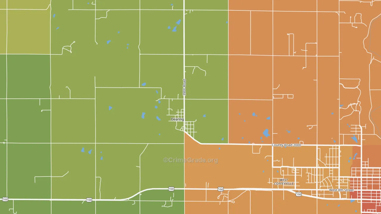Dearing, KS Map of Vandalism Rates