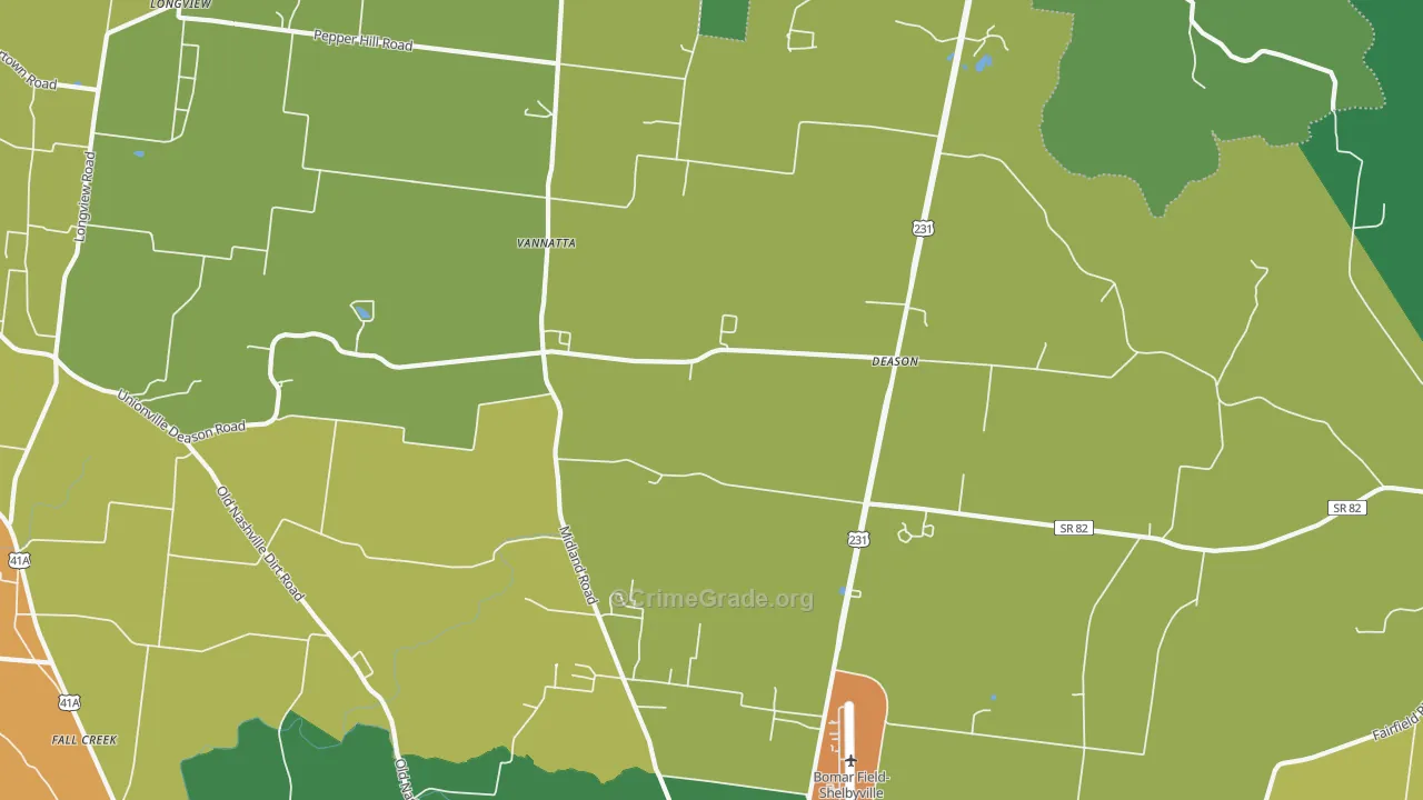 Deason, TN Map of Vandalism Rates