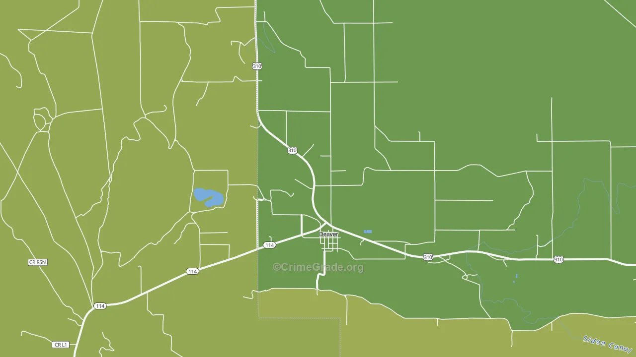 Deaver, WY Map of Vandalism Rates
